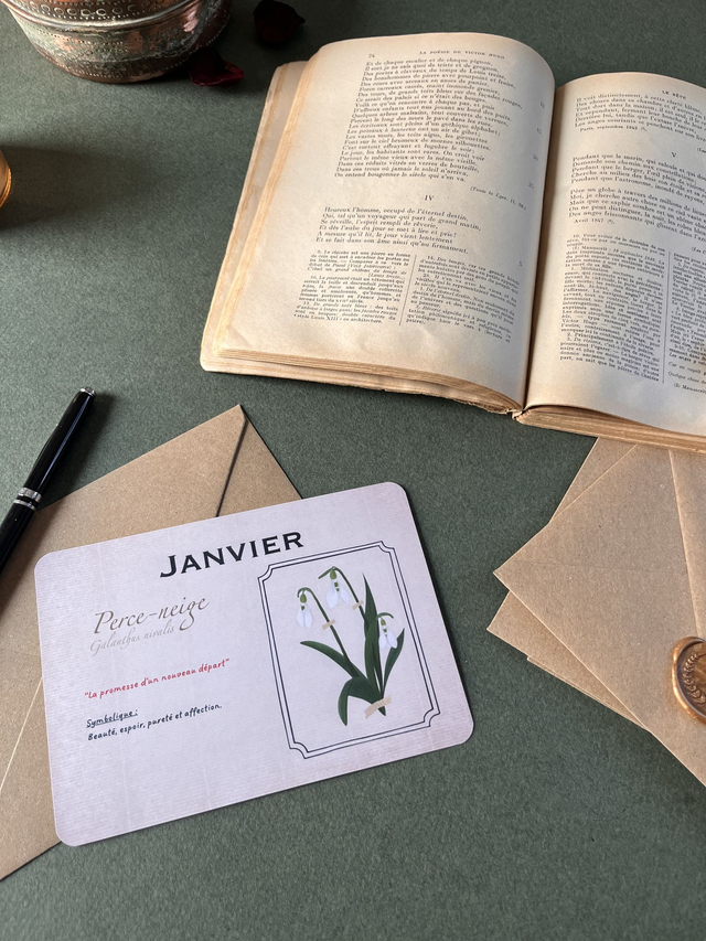 Carte 01. Janvier, le Perce-neige