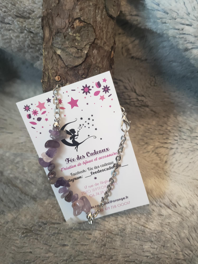 Gourmette Rock &amp; Steel Améthyste 