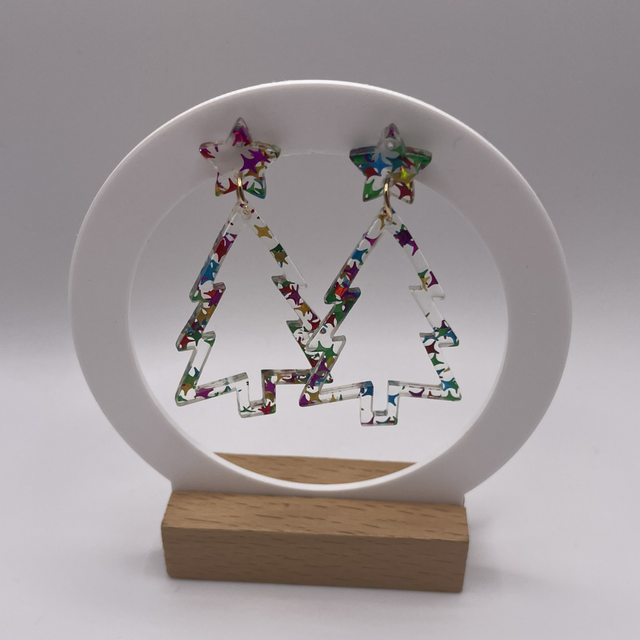 ACRYL SPARKLE TREE Ohrringe