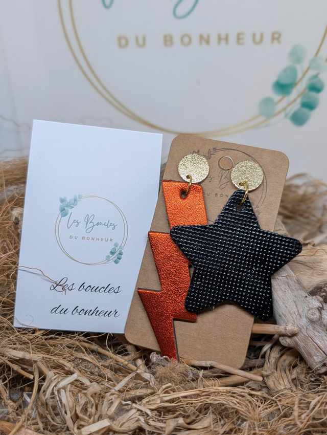 Boucles d&#039;oreilles Asymétrique Ginger noir st017