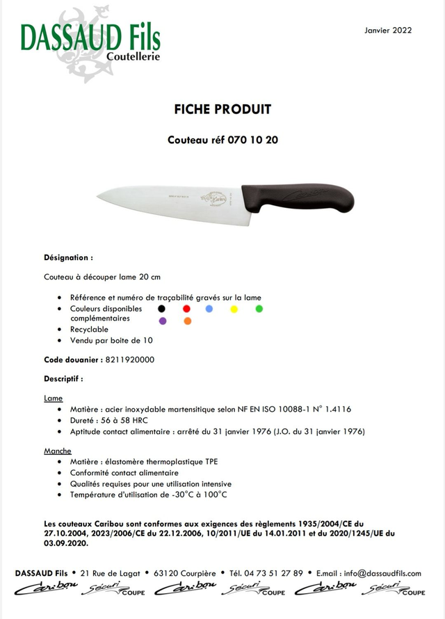 Couteau à découper lame 20cm