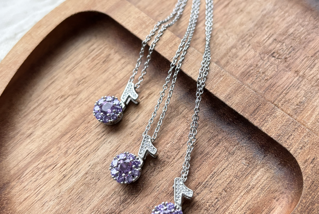 Amethyst Spinning Music Note Necklace 