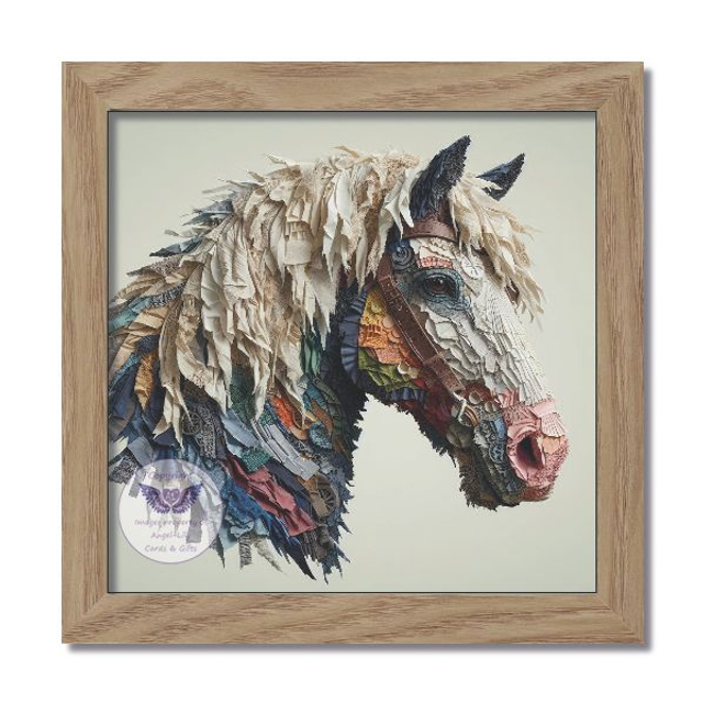 Artistic print of a horse in square frame (H01)