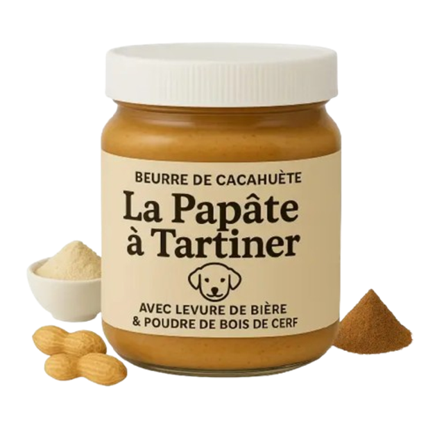 BEURRE DE CACAHUETES 330G  &quot;LEVURE DE BIERE ET POUDRE DE BOIS DE CERF&quot;