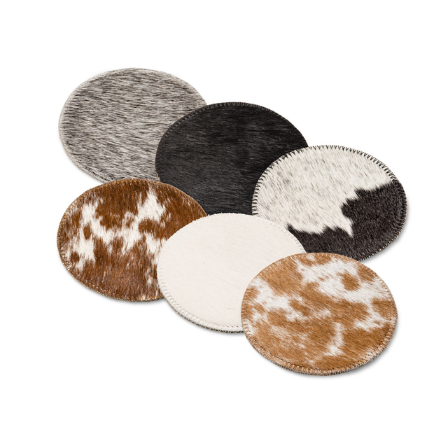 Glasuntersetzer aus Stierfell im 6er Pack