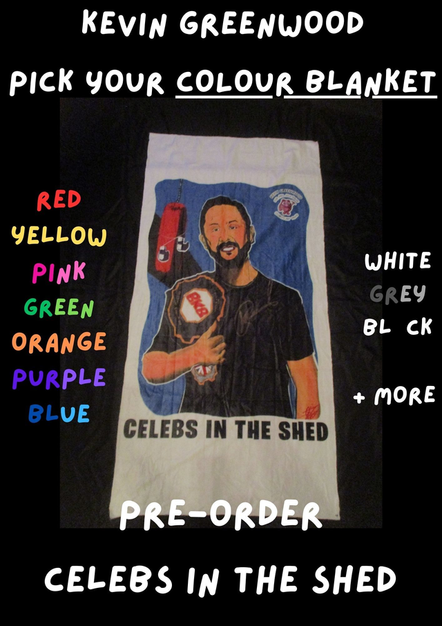 Kevin 'Green Machine' Greenwood Boxer &amp; Bare Knuckle Boxer Picture Blanket (Black Logo)(75cm x 150cm) PRE-ORDER)
