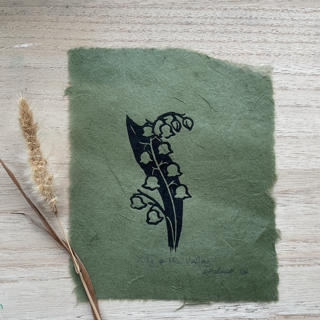 Lily of the Valley mini Lino Prints on Khandi paper