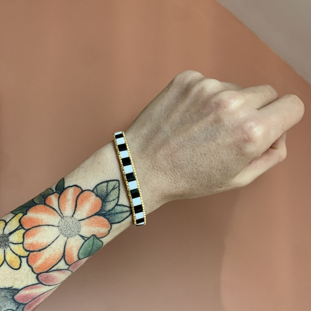 Bracelets damier - Beige et blanc - Variantes