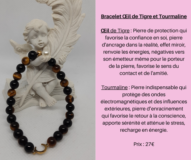 59- Bracelet Œil de Tigre et Tourmaline