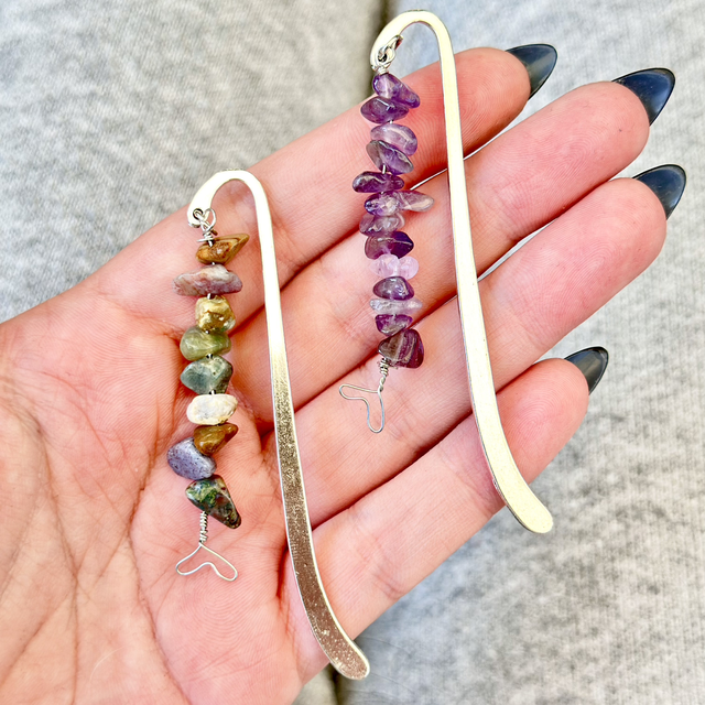 Cute wire wrap crystal chip bookmarks