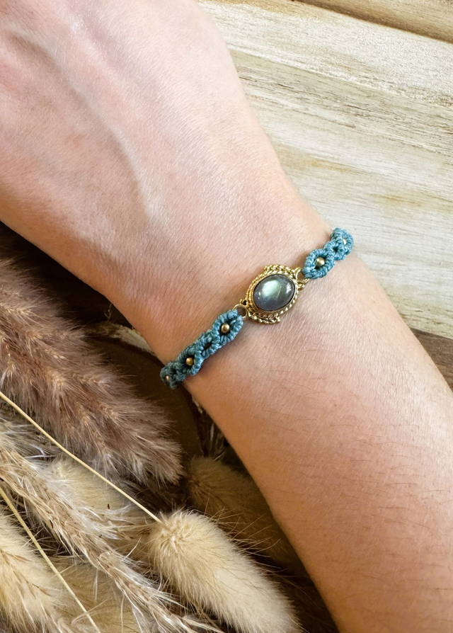 Boréale - Bracelet micro-macramé et labradorite / Collection Céleste
