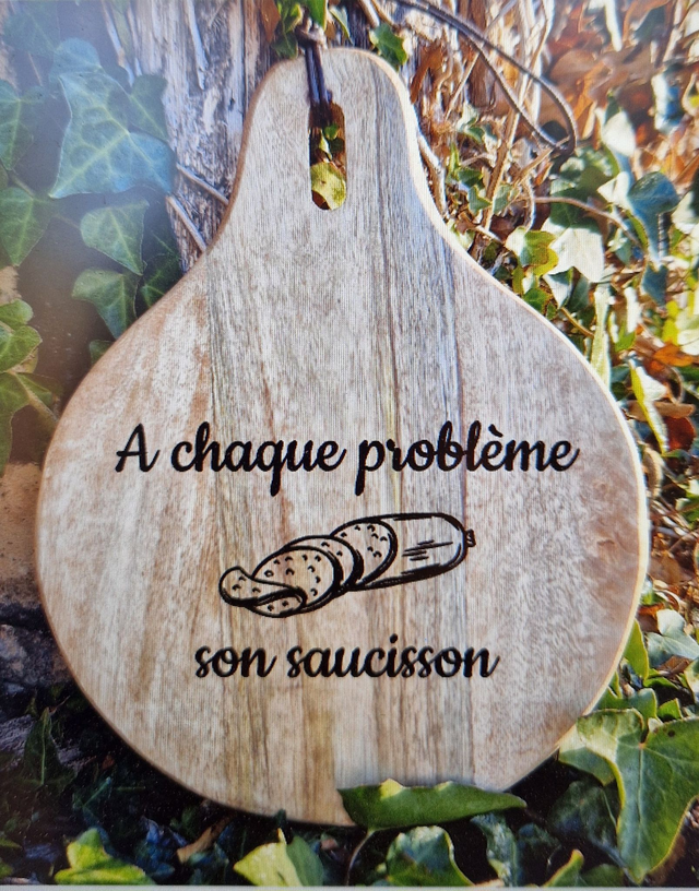 Plateau rond manche 17x22 cm