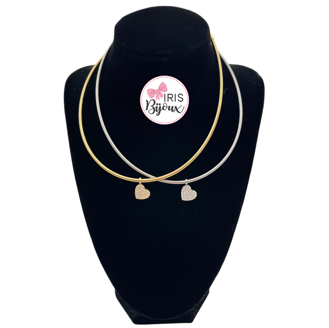 Collana semirigida cuore pavè