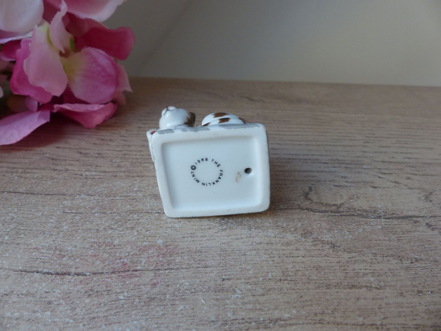 Figurine Miniature Chat en Céramique Collection Franklin Mint Vintage 1988, figurine Chat Style Allemand