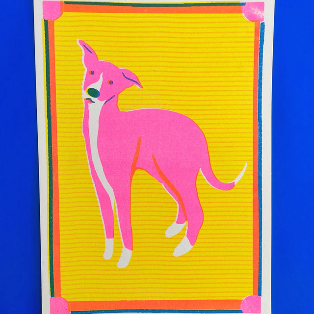 A5 Risograpgh Whippet Dog Mini Print