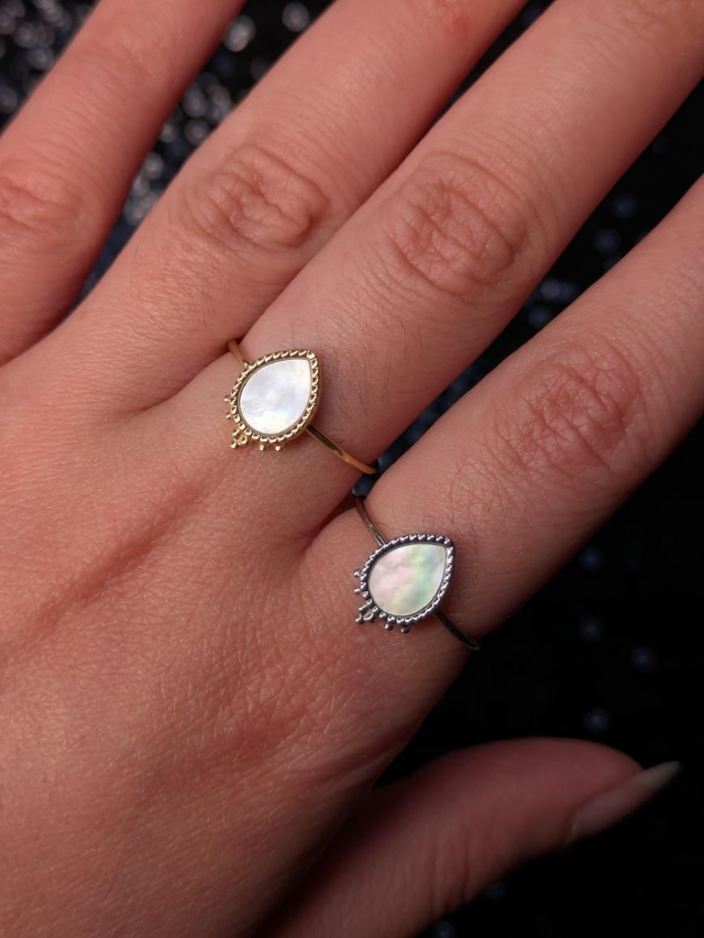 Bague nacre goutte 