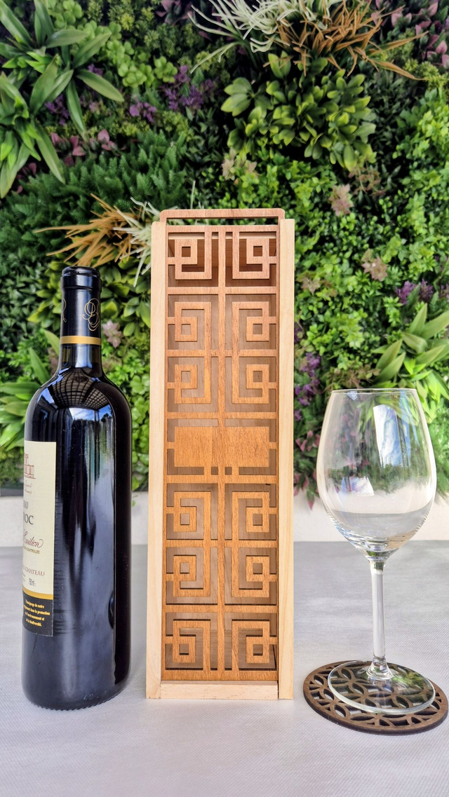 Coffret Cadeau bouteille Premium en Bois teinte teck