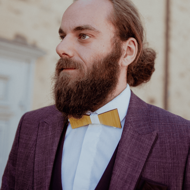 🌾 Le Nœud Distingué • Marqueterie de paille jaune