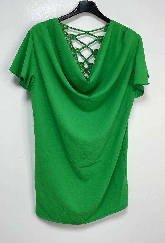 TOP DOS CROISE vert /fuschia