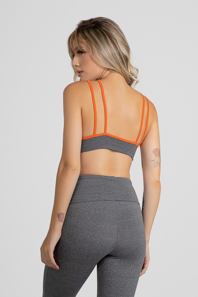 Top Mescla com Tiras Cruzadas, Sem Bojo | Kaisan