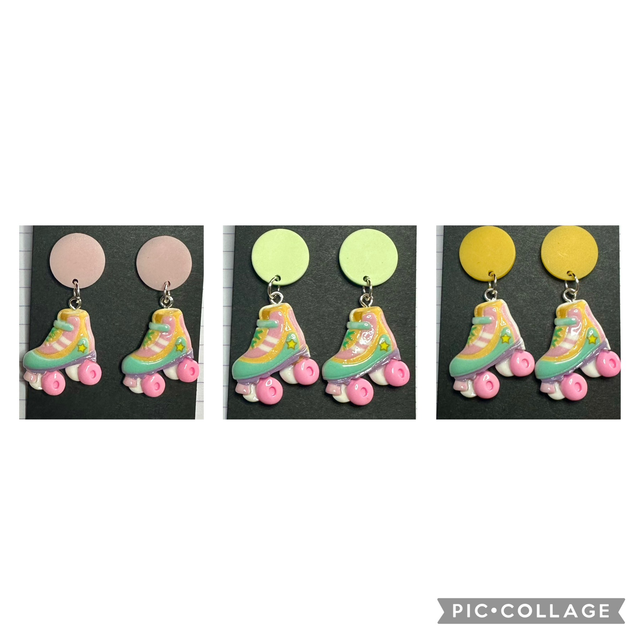 Roller Skate Dangle Stud Earrings 