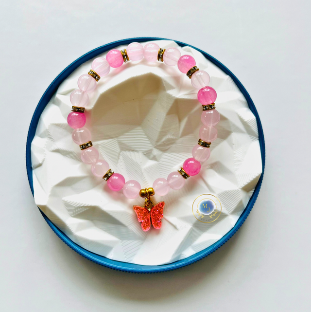 Pink Papillon Armband – Vlinder & Rozenkwarts