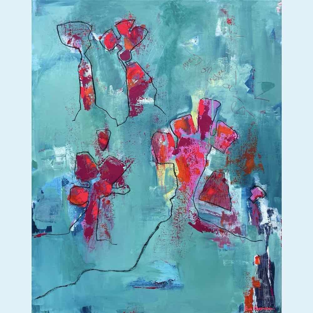 Mais on va où la ? 80x100x2,5cm, Œuvre de l’artiste Eva Chesneau, sur TOILE, bords peints, prêt à être accroché, sans cadre