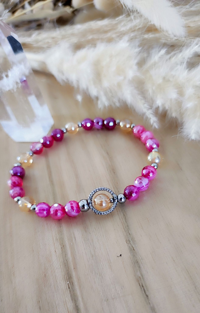 Bracelet "Émotionnel" Agate rose teintée