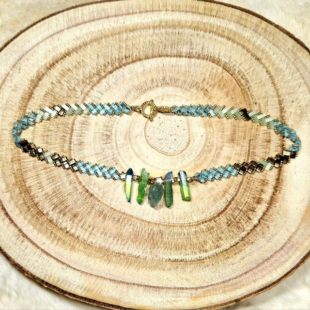 Ras du cou Fin Aigue-Marine 