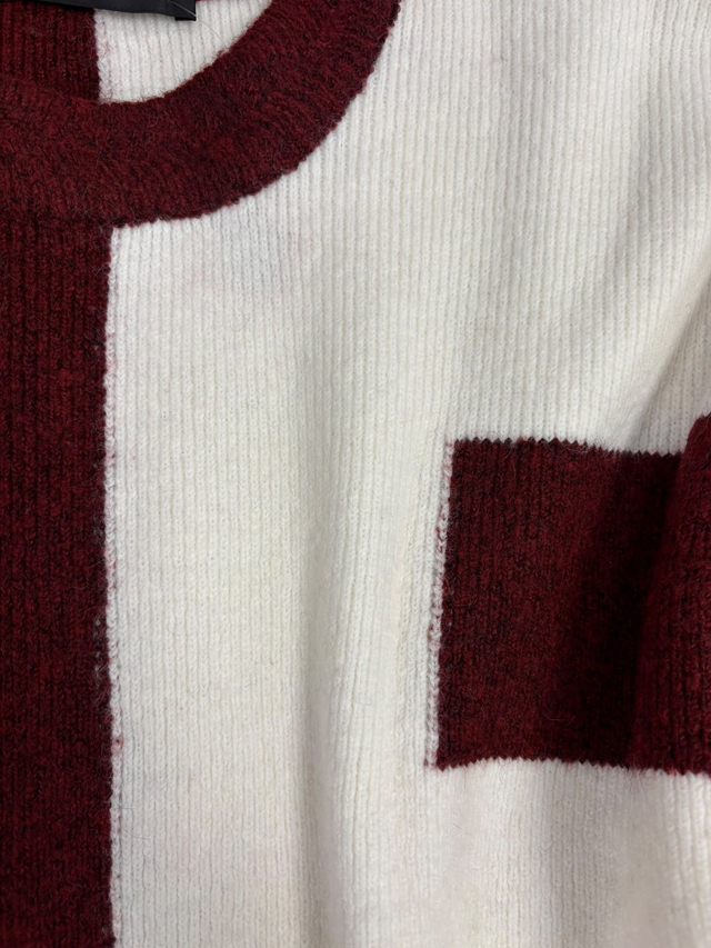 Pull Graphique Bordeaux & Écru Christine Laure