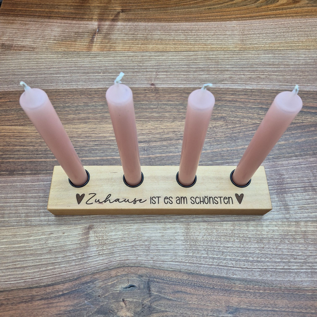 4er Stabkerzenhalter, Zuhause IST ES AM SCHÖNSTEN 