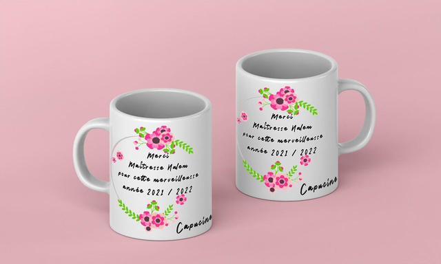 mug enseigant couronne de fleur