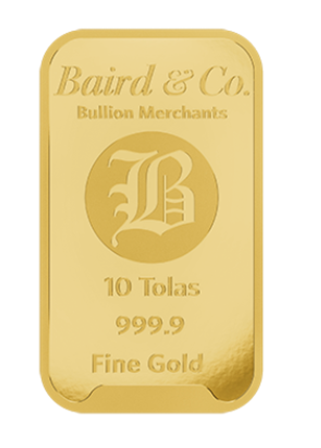 10 Tola Gold Minted Bar .9999 Fine