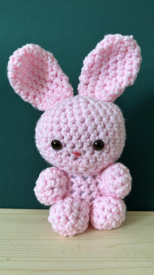 Large Woven Rabbit - Pink with Brown Eyes