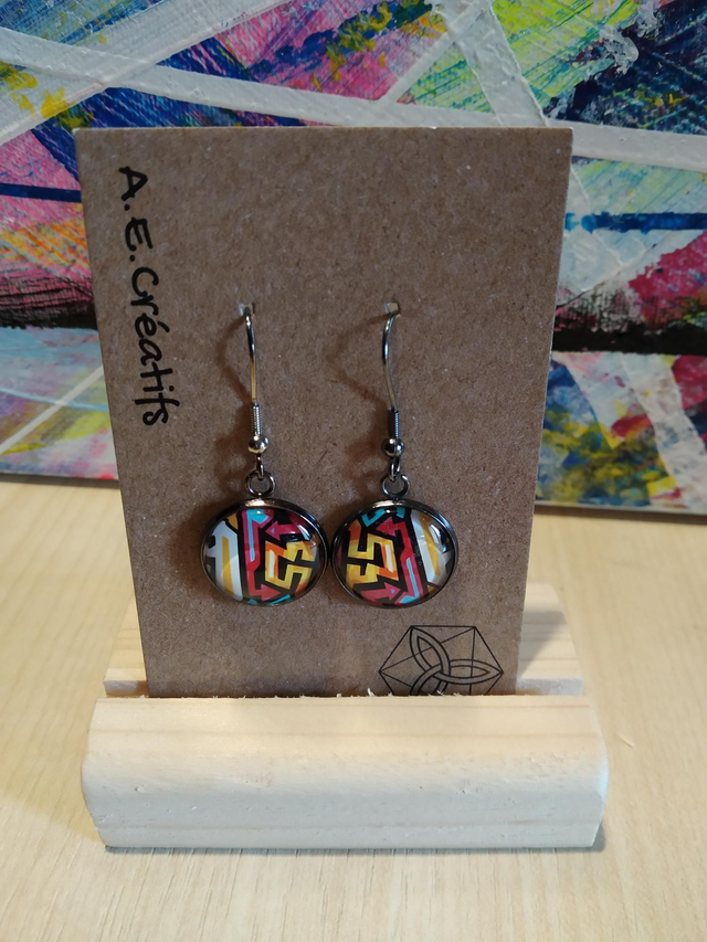 Boucles D&#039;oreilles Cabochons Couleurs 