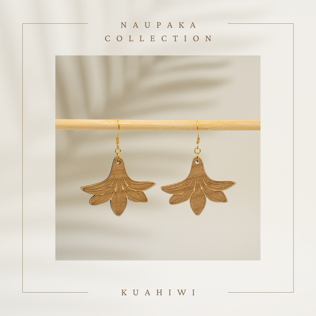 Boucles d'oreilles en Bois / Wood Earrings - Naupaka Kuahiwi  