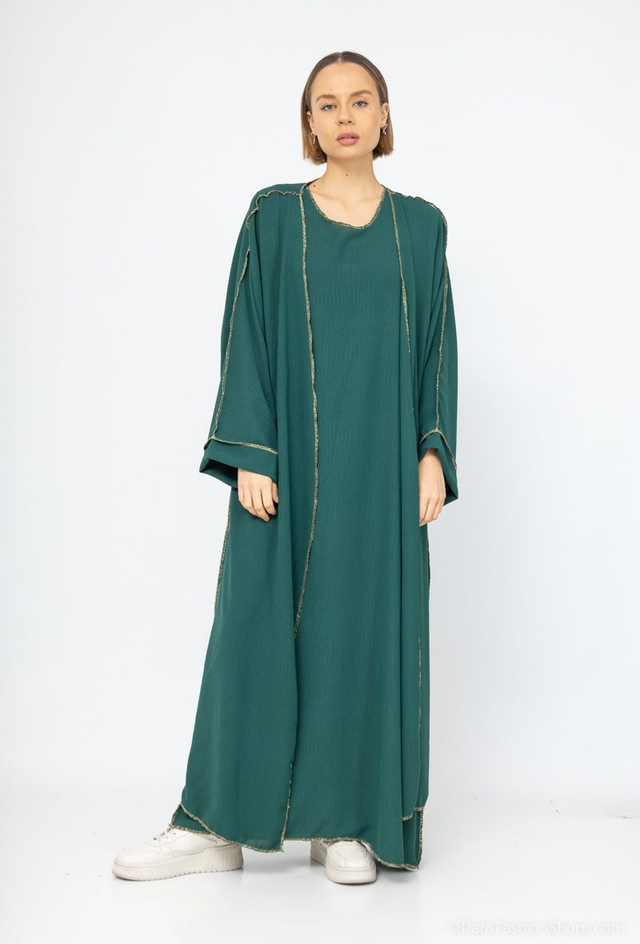 ABAYA L'UNIQUE 2 PIÉCES -VERT CANARD-