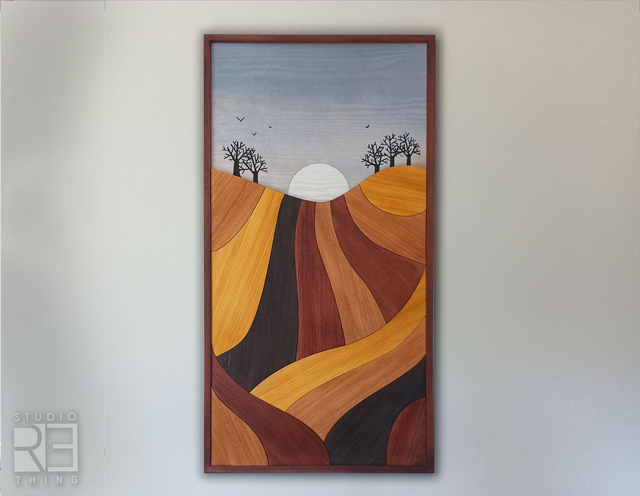 „Kolorowe Pola” — drewniana dekoracja ścienna 