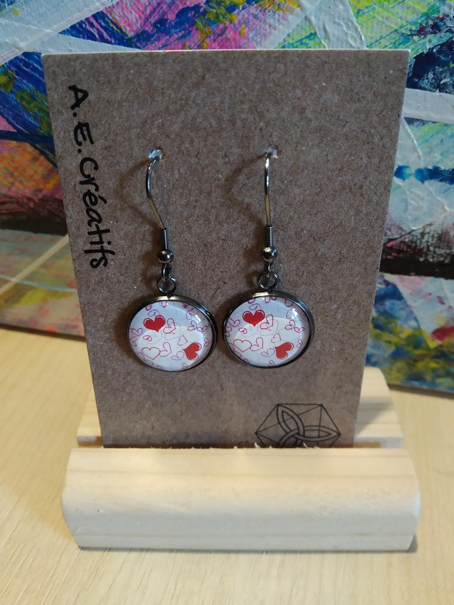 Boucles D&#039;oreilles Cabochons Coeur 