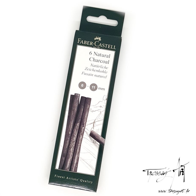 FABER CASTELL - FUSAIN NATUREL 6 BATONNETS 6-11 mm - FB028000