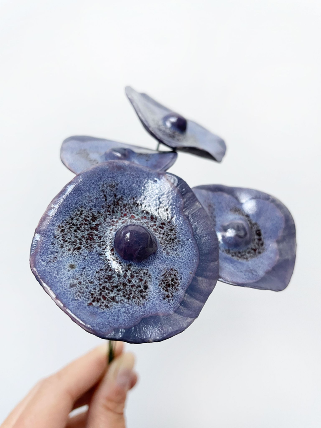 Coquelicots Total look violet - engobe violet émail violet - Dessous engobe violet (lot de 4)