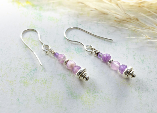 Pendientes de plata 925 de colgar con amatistas