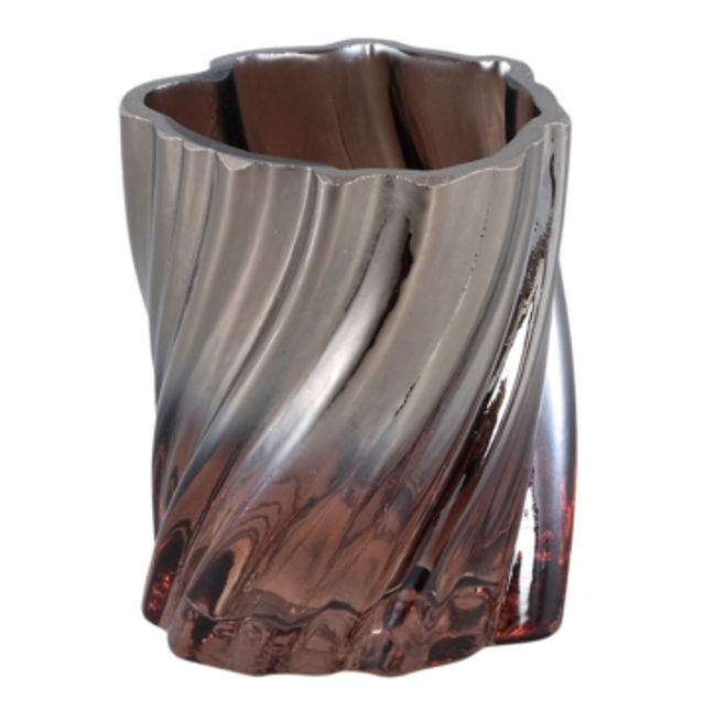 PTMD theelichthouder Paisley bruin/zilverkleurig 10 cm