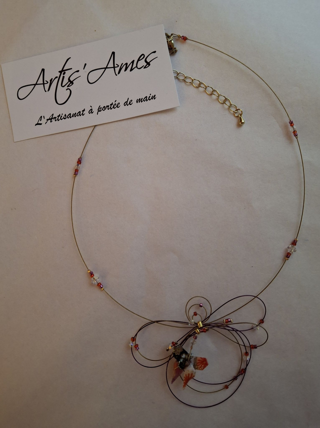 Collier Arabesque Papillon rouge