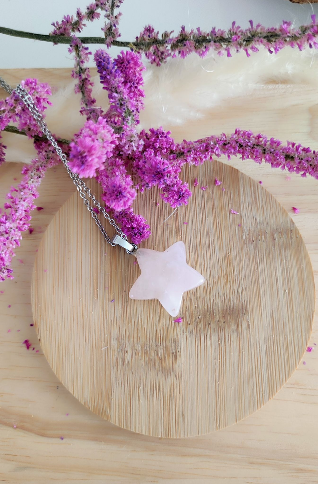 Pendentif Étoile Quartz rose