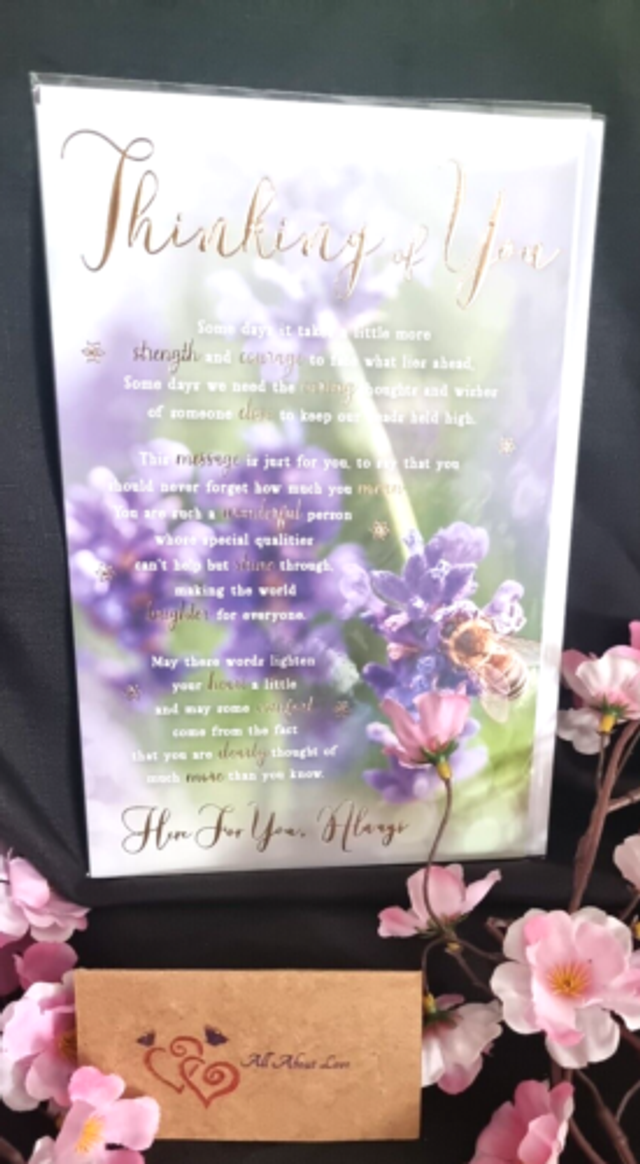 Thinking Of You Flowers &amp; Bees Sentiments Card Lovely Verse