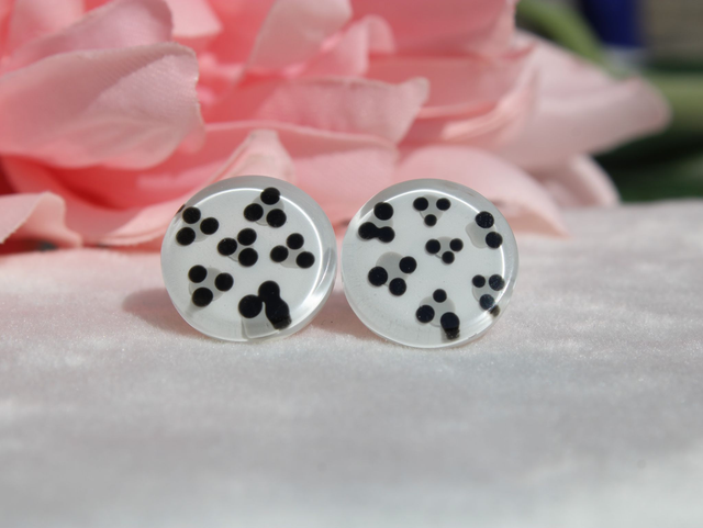 Ohrstecker Leoprint schwarz grau 