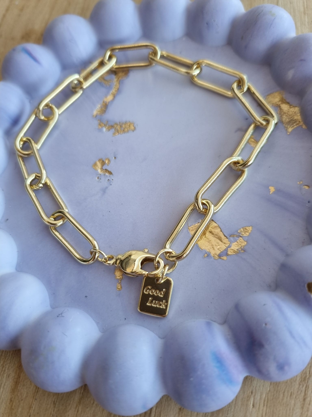 GOOD LUCK Paperclip-Armband