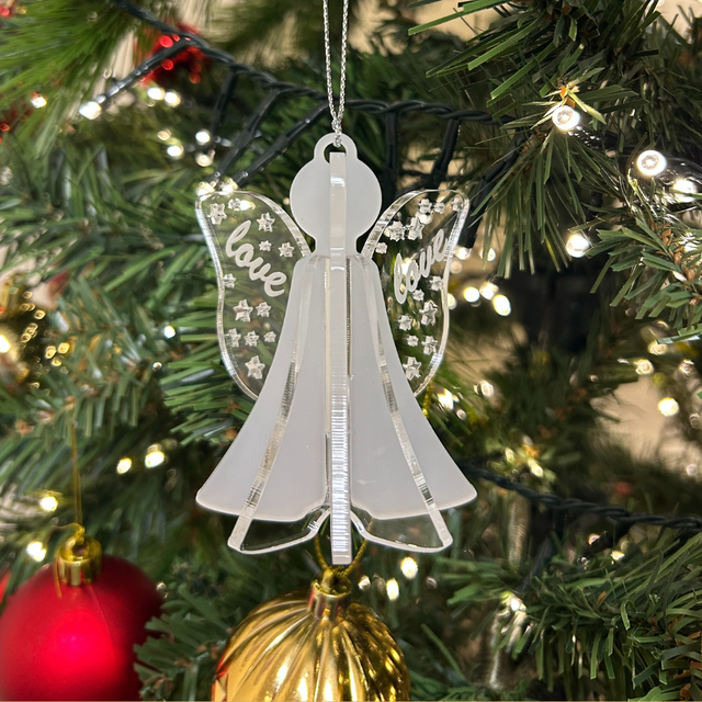 2 x Angel Love Baubles (Frosted)