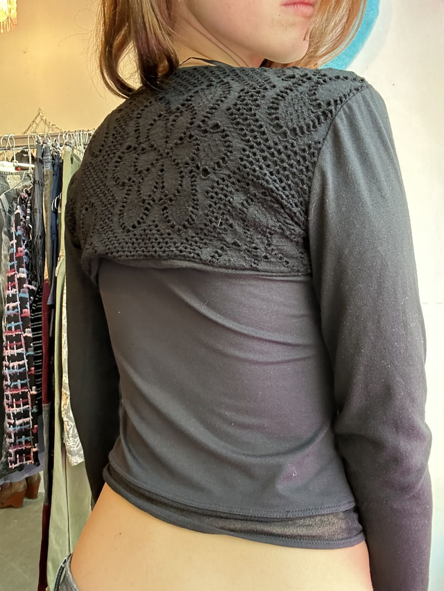 black bolero with knitted pattern